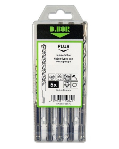 Набор буров SDS-plus V PLUS 5шт, 2-cutting (242030): Набор буров SDS-plus (6х110 мм; 6,8,10,12х160 мм) в Костроме
