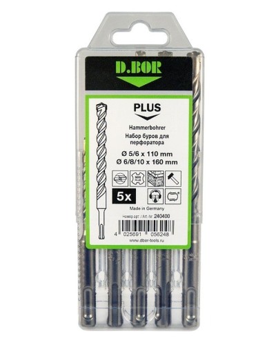Набор буров SDS-plus V PLUS 5шт, 2-cutting (240400): Набор буров SDS-plus (5,6х110 мм; 6,8,10х160 мм) в Костроме
