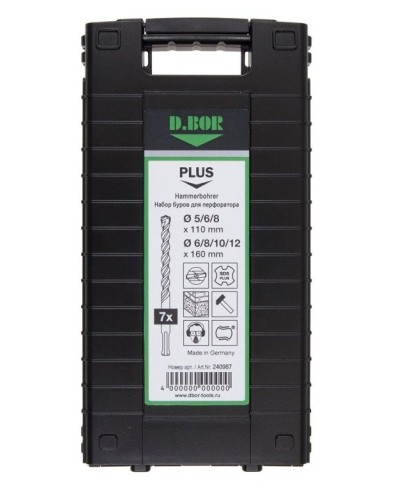Набор буров SDS-plus V PLUS 7шт, 2-cutting (240987). Набор буров SDS-plus (5,6,8х110 мм; 6,8,10,12х160 мм). D.BOR в Костроме