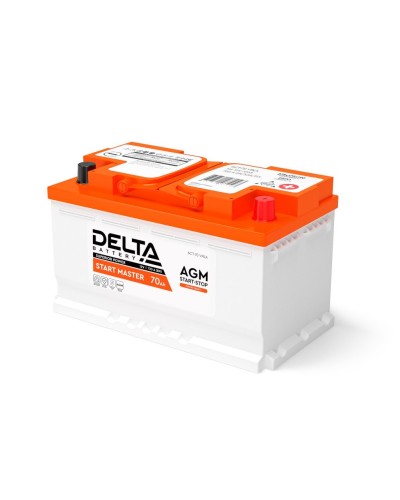 Delta START MASTER AGM 1270 (70 Ah). Аккумулятор автомобильный герметичный свинцово-кислотный. Delta в Костроме