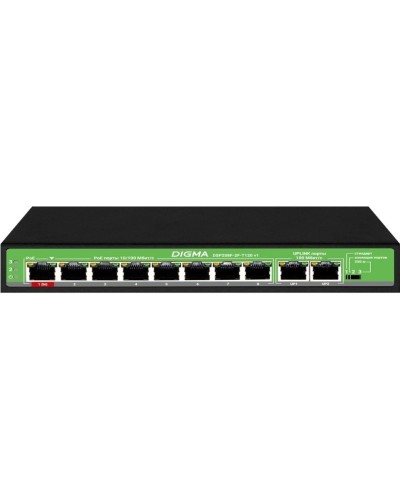 DSP208F-2F-T120 DSP208F-2F-T120 V1 (L2) 10х100Мбит/с 8PoE 8PoE+ 120W. Коммутатор с питанием по PoE. Digma в Костроме