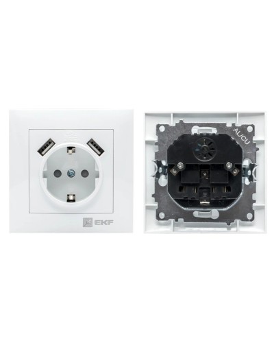 Валенсия розетка 1-местная с/з 16А (EWR16-028-10-2USB). Розетка 1-местная с/з 16А. EKF в Костроме
