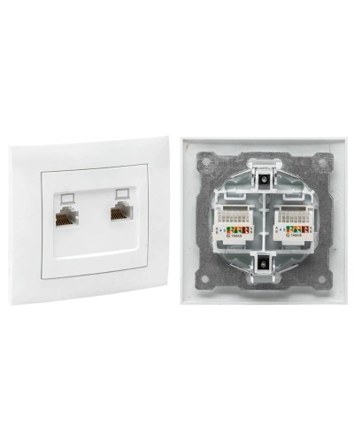 Валенсия розетка комп RJ-45 2-местная (EWK02-035-10). Розетка комп RJ-45 2-местная. EKF в Костроме