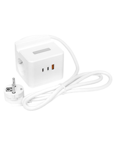 Удлинитель Куб 2 гнезда USB + 2Type C с быстрой зарядкой, подставкой под телефон и ночником 1,3 метра 1мм2. Удлинитель Куб. EKF в Костроме