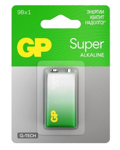 GP Super Alkaline 9V Крона (GP 1604AA21-5CRSBC1), БЛИСТЕР. Алкалиновая батарейка. GP Batteries в Костроме