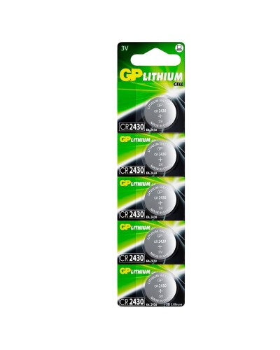 GP Lithium CR2430 (GP CR2430-2C5 100/1000), упак. 5 шт. БЛИСТЕР. Литиевые дисковые батарейки. GP Batteries в Костроме