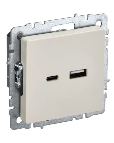 Розетка USB A+C 18Вт РЮ11-1-БрКр бежевый BRITE (BR-U22-018-K10). Розетка USB. IEK в Костроме