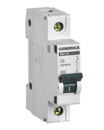 GENERICA ВА47-29 1P C 6А 4,5кА (MVA25-1-006-C). Автоматический выключатель. IEK в Костроме