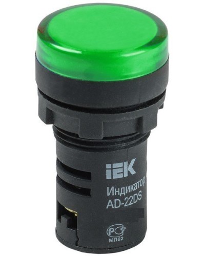 Лампа AD22DS (LED) матрица D22мм зеленый 12В AC/DC (BLS10-ADDS-012-K06). Светосигнальный индикатор. IEK в Костроме