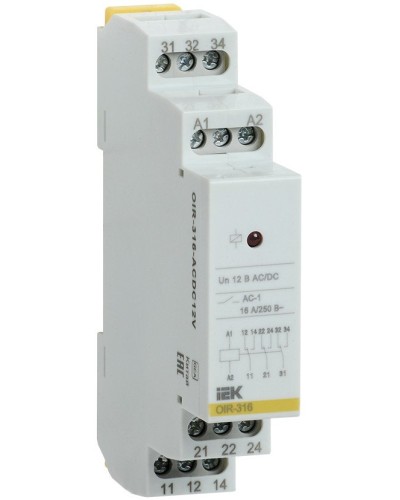 Реле промежуточное модульное OIR 3 контакта 16А 230В AC (OIR-316-AC230V). Реле промежуточное модульное. IEK в Костроме