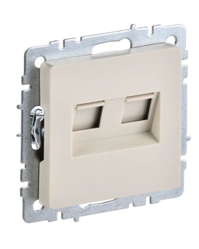 Розетка RJ45 РК10-2-БрКр кат.5E, бежевый BRITE (BR-K20-1-K10). Розетка компьютерная двойная. IEK в Костроме
