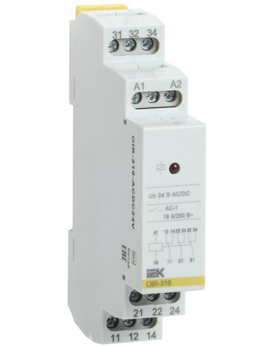 Реле промежуточное модульное OIR 3 контакта 16А 24В AC/DC (OIR-316-ACDC24V). Реле промежуточное модульное. IEK в Костроме