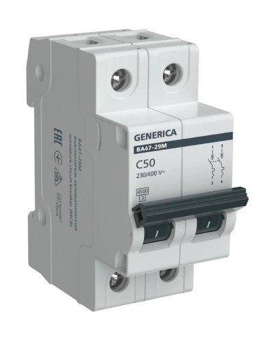 GENERICA ВА47-29М 2P C 50А 4,5кА (MVA21-2-050-C-G). Автоматический выключатель. IEK в Костроме