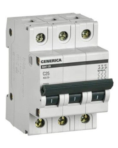 GENERICA ВА47-29 3P C 25А 4,5кА (MVA25-3-025-C). Автоматический выключатель. IEK в Костроме