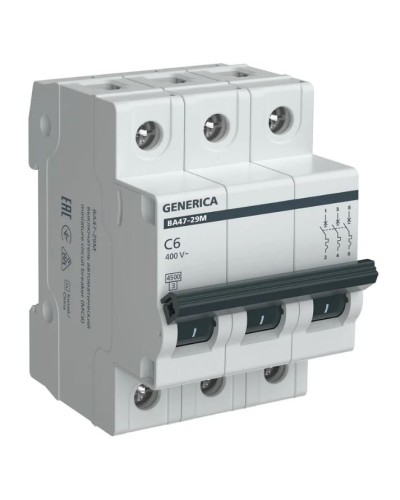 GENERICA ВА47-29М 3P C 6А 4,5кА (MVA21-3-006-C-G). Автоматический выключатель. IEK в Костроме