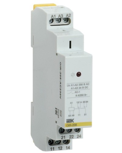 Реле промежуточное модульное OIR 2 контакта 8А 230В AC (OIR-208-AC230V). Реле промежуточное модульное. IEK в Костроме