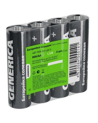 Батарейка солевая R06/AA GENERICA (4 шт) (ABT-R06-ST-L04-G). Батарейка солевая. IEK в Костроме