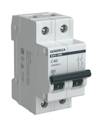 GENERICA ВА47-29М 2P C 40А 4,5кА (MVA21-2-040-C-G). Автоматический выключатель. IEK в Костроме