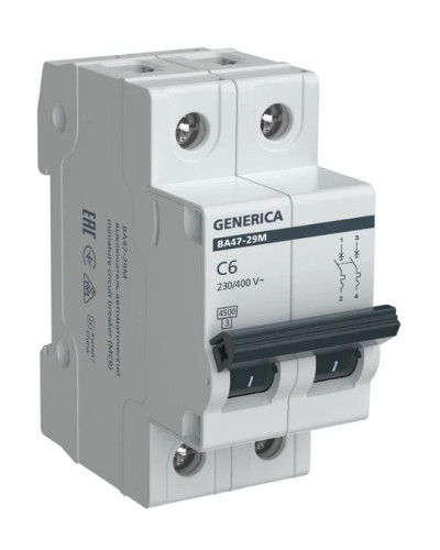 GENERICA ВА47-29М 2P C 6А 4,5кА (MVA21-2-006-C-G). Автоматический выключатель. IEK в Костроме
