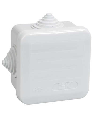 Коробка распаячная КМ41236 70х70х40 открытой проводки IP44 4 гермоввода серая (UKOZ11-070-070-040-K41-44). Коробка распаячная безгалогенная (HF) с защелкивающейся крышкой. IEK в Костроме