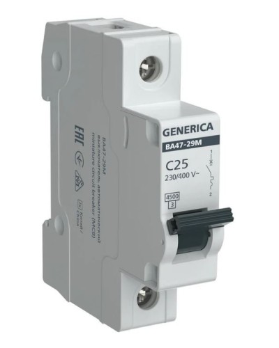 GENERICA ВА47-29М 1P C 25А 4,5кА (MVA21-1-025-C-G). Автоматический выключатель. IEK в Костроме