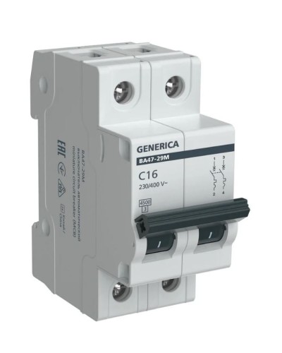 GENERICA ВА47-29М 2P C 16А 4,5кА (MVA21-2-016-C-G). Автоматический выключатель. IEK в Костроме