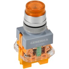 Кнопка D7-11DNZS d=22мм желтая GENERICA (BBT50-11DNZS-3-11-K05-G). Кнопка управления с подсветкой и фиксацией. IEK