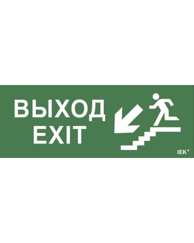 Самоклеящаяся этикетка Выход/лестница вниз/фигура для ССА (LPC10-1-35-13-VLVNF). Самоклеящаяся этикетка 240х90 мм. IEK в Костроме