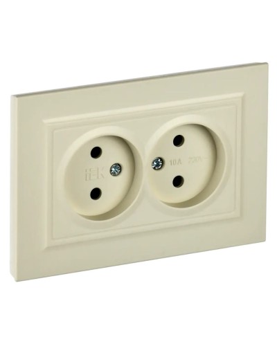 Розетка 2-местная без з/к РС12-2-БрКр бежевый BRITE (BR-R20-10-K10-F). Розетка без заземления без защитных шторок в сборе. IEK в Костроме