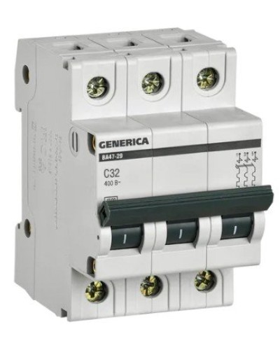 GENERICA ВА47-29 3P C 32А 4,5кА (MVA25-3-032-C). Автоматический выключатель. IEK в Костроме