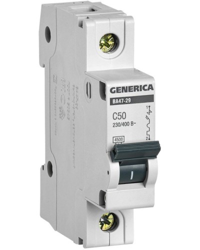 GENERICA ВА47-29 1P C 50А 4,5кА (MVA25-1-050-C). Автоматический выключатель. IEK в Костроме