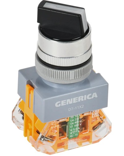 Переключатель D7-11X2 на 2 положения черный GENERICA (BSW50-11X2-3-21-2-K02-G). Переключатель. IEK в Костроме