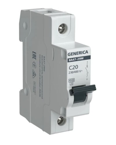 GENERICA ВА47-29М 1P C 20А 4,5кА (MVA21-1-020-C-G). Автоматический выключатель. IEK в Костроме