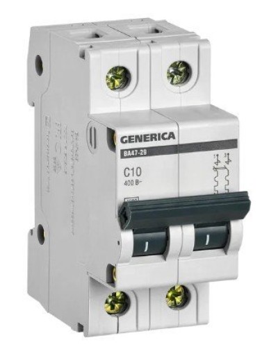 GENERICA ВА47-29 2P C 10А 4,5кА (MVA25-2-010-C). Автоматический выключатель. IEK в Костроме
