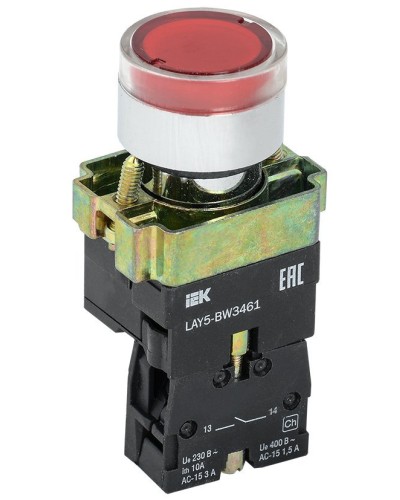 Кнопка LAY5-BW3461 с подсветкой красный 1з (BBT50-BW-K04). Кнопка с подсветкой. IEK в Костроме