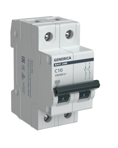 GENERICA ВА47-29М 2P C 10А 4,5кА (MVA21-2-010-C-G). Автоматический выключатель. IEK в Костроме