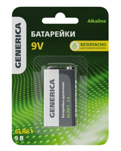 Батарейка Alkaline 6LR61 9V GENERICA (ABT-6LR619V-ST-L02-G). Батарейка щелочная. IEK в Костроме