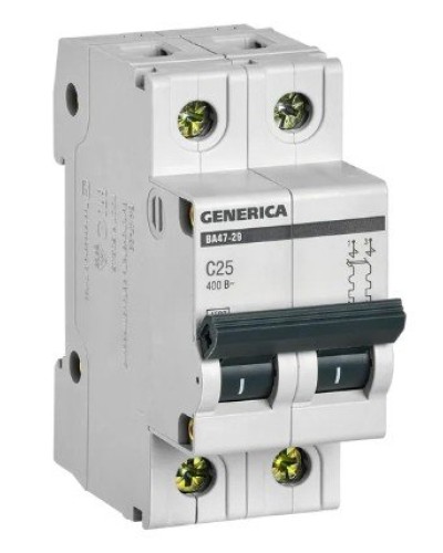 GENERICA ВА47-29 2P C 25А 4,5кА (MVA25-2-025-C). Автоматический выключатель. IEK в Костроме