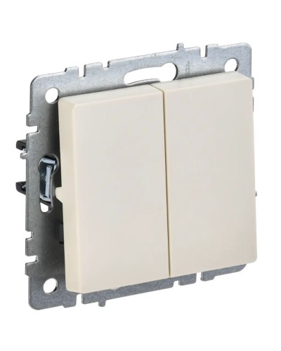 Выключатель 2-клавишный проходной ВС10-2-6-БрКр бежевый BRITE (BR-V22-0-10-K10). Выключатель. IEK в Костроме