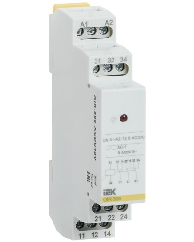 Реле промежуточное модульное OIR 3 контакта 8А 230В AC (OIR-308-AC230V). Реле промежуточное модульное. IEK в Костроме