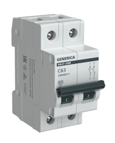 GENERICA ВА47-29М 2P C 63А 4,5кА (MVA21-2-063-C-G). Автоматический выключатель. IEK в Костроме