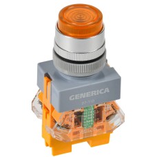 Кнопка D7-11D d=22мм желтая GENERICA (BBT50-11D-3-12-K05-G). Кнопка управления с подсветкой. IEK