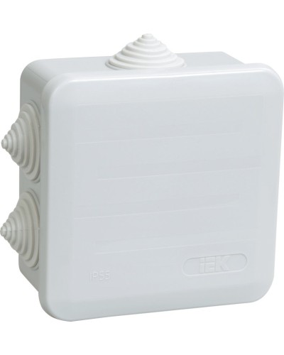 Коробка распаячная КМ41255 100х100х50 открытой проводки IP44 6 гермовводов серая (UKOZ11-100-100-050-K41-44). Коробка распаячная безгалогенная (HF) с защелкивающейся крышкой. IEK в Костроме