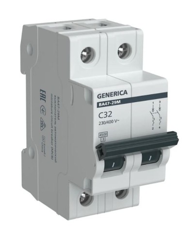 GENERICA ВА47-29М 2P C 32А 4,5кА (MVA21-2-032-C-G). Автоматический выключатель. IEK в Костроме
