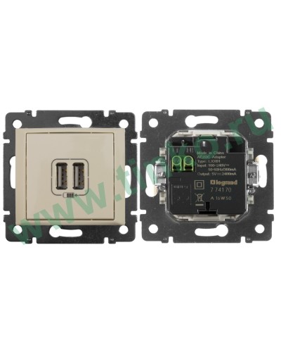 Розетка Valena двойная, USB, слоновая кость (774170). Розетка. LegranD в Костроме