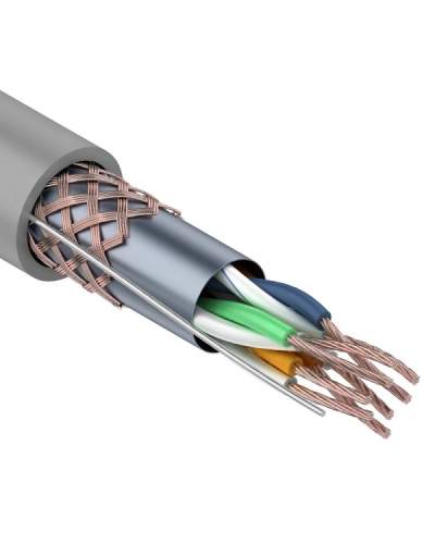 SF/UTP, CAT 5e, PVC, 4PR, 24AWG, INDOOR, STRANDED, серый, 305м, REXANT (01-0343). Кабель «витая пара» (LAN) для структурированных систем связи. Rexant в Костроме