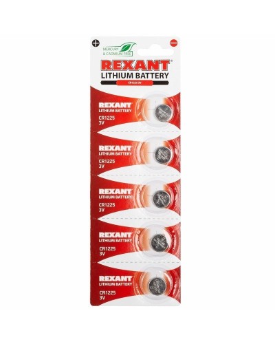 Литиевые батарейки CR1225 3 V 48 mAh (30-1103). Элемент питания. Rexant в Костроме