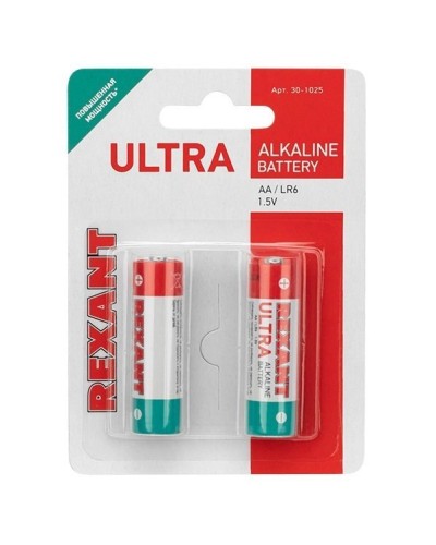 Ультра алкалиновая батарейка AA/LR6 1,5 V 2 шт. блистер REXANT (30-1025). Элемент питания. Rexant в Костроме