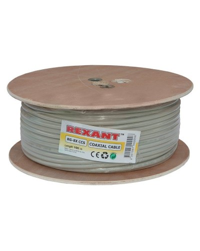 RG-8X, 50 Ом, CCS/Al/A, 75% (01-2021). Кабель коаксиальный радиочастотный. Rexant в Костроме