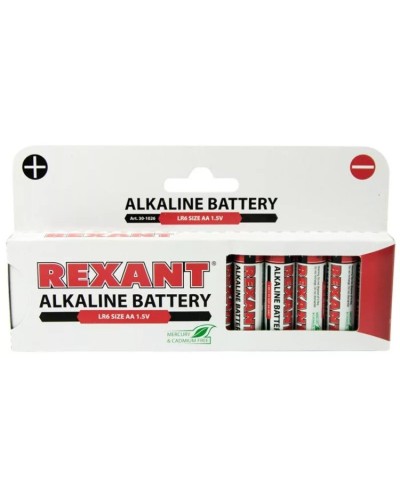 Алкалиновая батарейка AA/LR6 1,5 V 12 шт. REXANT (30-1026). Элемент питания. Rexant в Костроме
